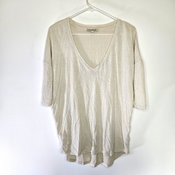 Express Sweaters - Express One Eleven Lightweight V-Neck Cream Sweater Sz S